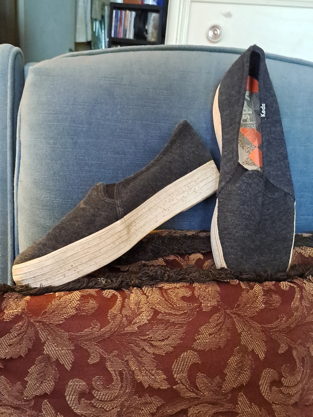 Women's Keds, Charcoal Gray Slip Ons